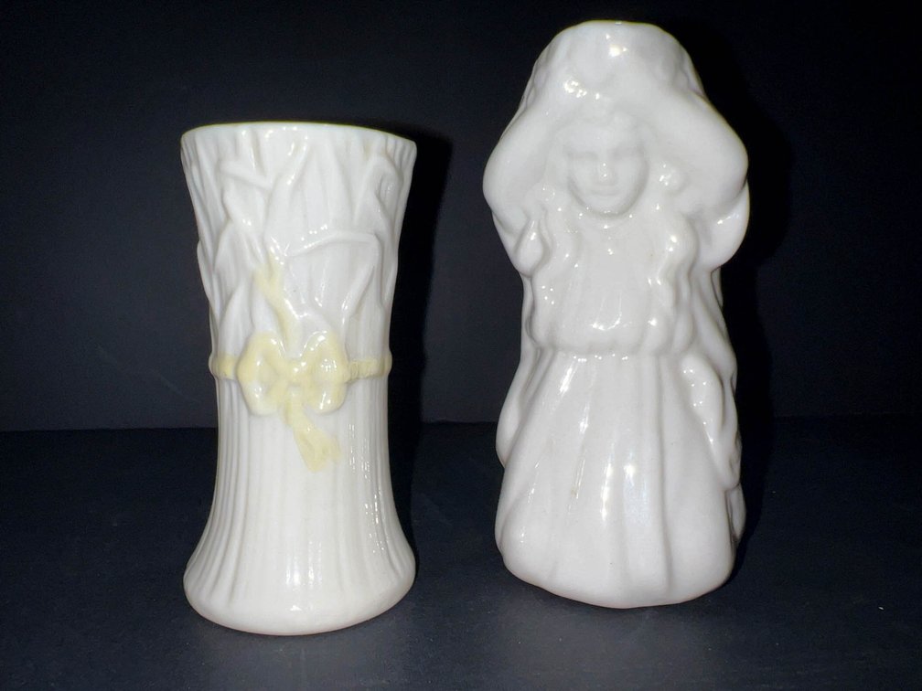 Belleek Ireland Parian China Pieces – Vase and Jug