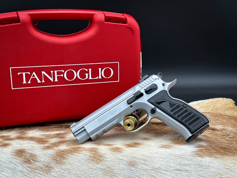 Tanfoglio Force Combat Chrome Pistol 9mm in Matte Finish with Red Case