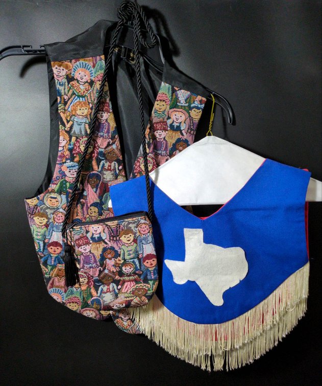 Tapestry & Company Vest with Children Pattern and Texas-Themed Fringe Cape