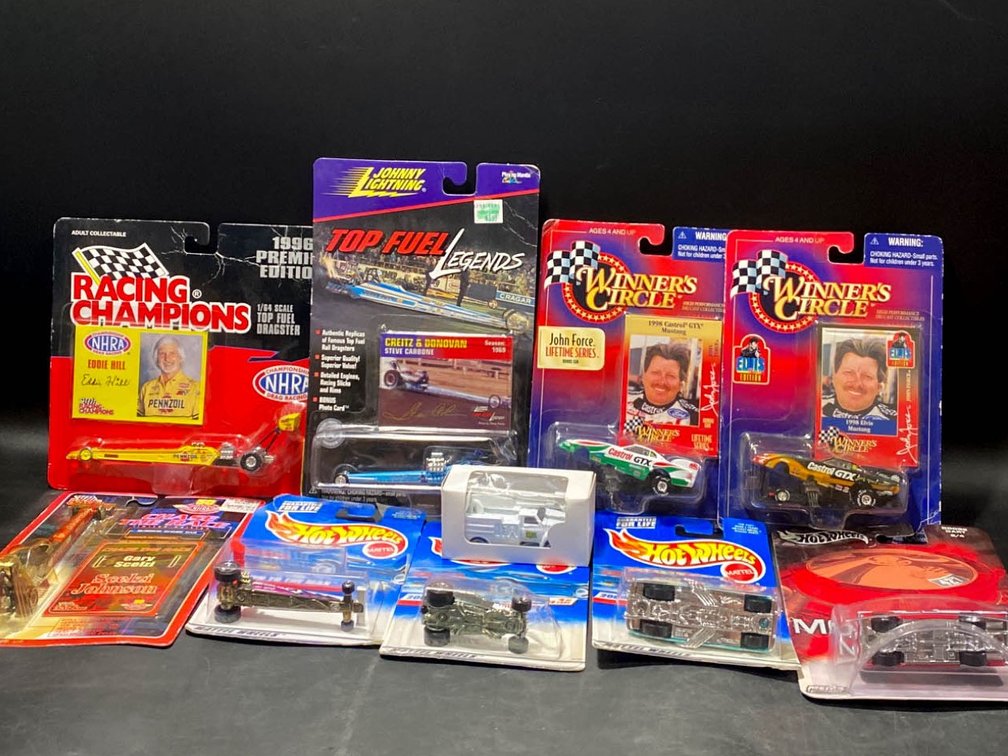 NHRA Racing, Johnny Lightning, and Hot Wheels Die-Cast Cars in Original Packaging