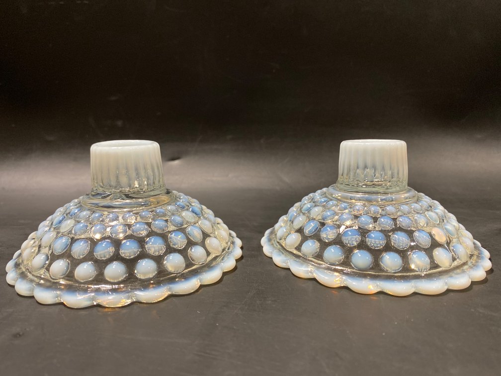Hobnail Opalescent candle holders