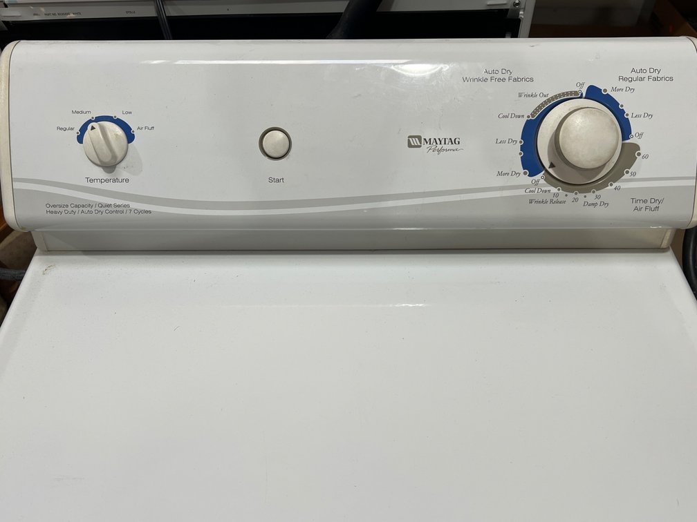 Maytag White Electric Dryer, 27” x 43”
