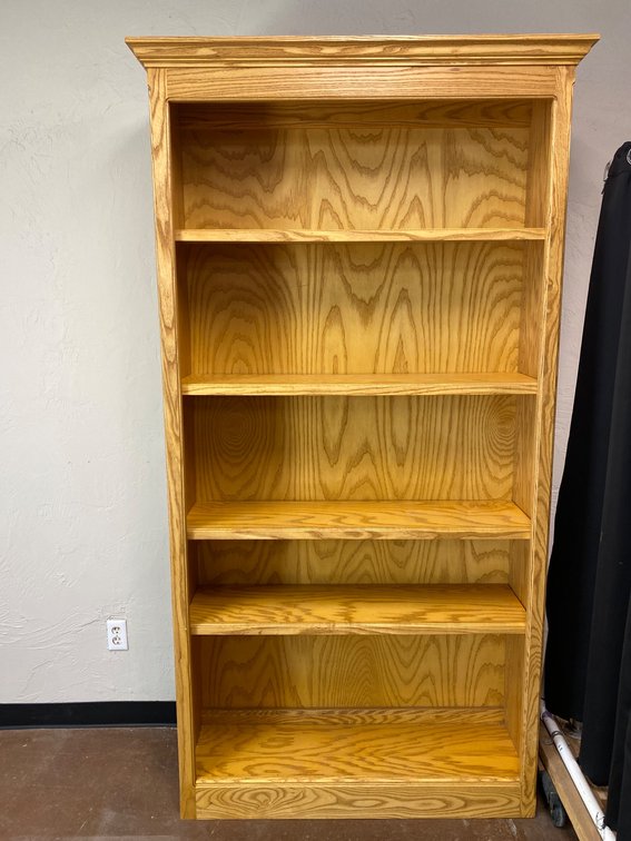 Tall Wooden Bookshelf with Five Shelves