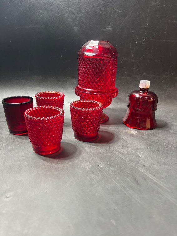 Ruby Red Glassware and Fairy Lamp