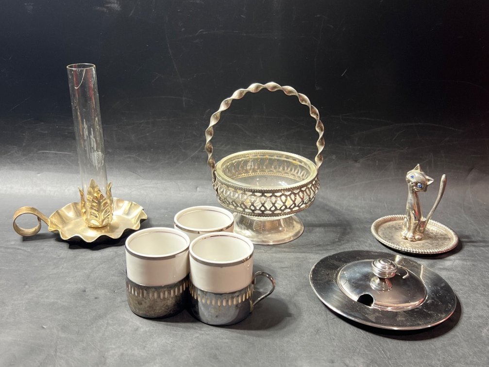 Decorative Metal and Porcelain Items, Assorted Pieces