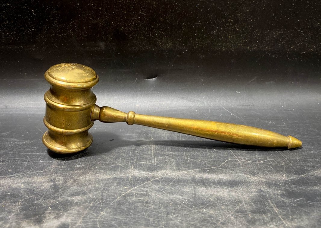 Brass Gavel with Smooth Handle and Three-Ring Design