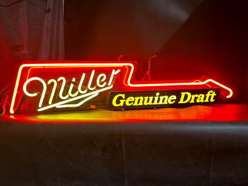 Miller Genuine Draft Neon Bar Sign in Red and Yellow