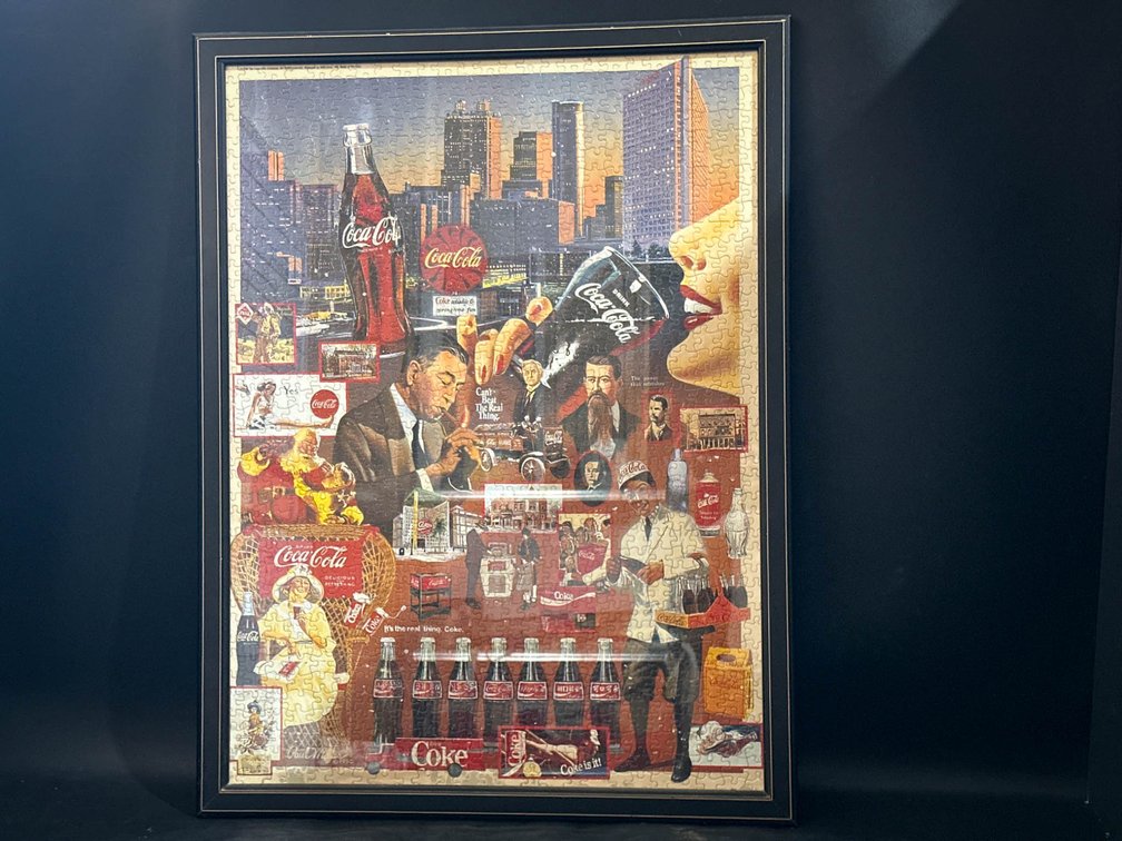 Framed Coca-Cola Collage Puzzle, 22”x29”