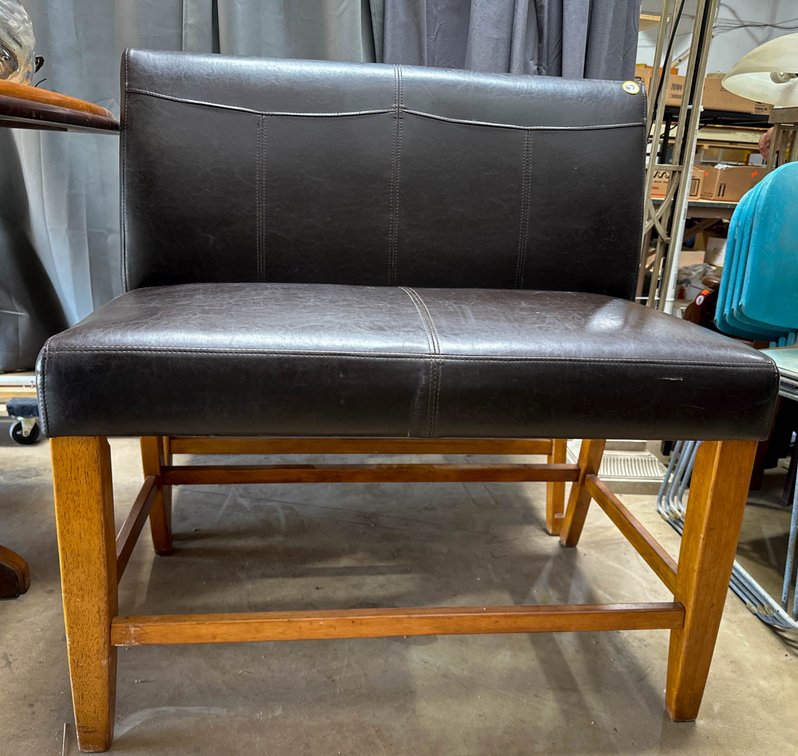 Wood-Framed Bench with Brown Upholstered 38” Seat