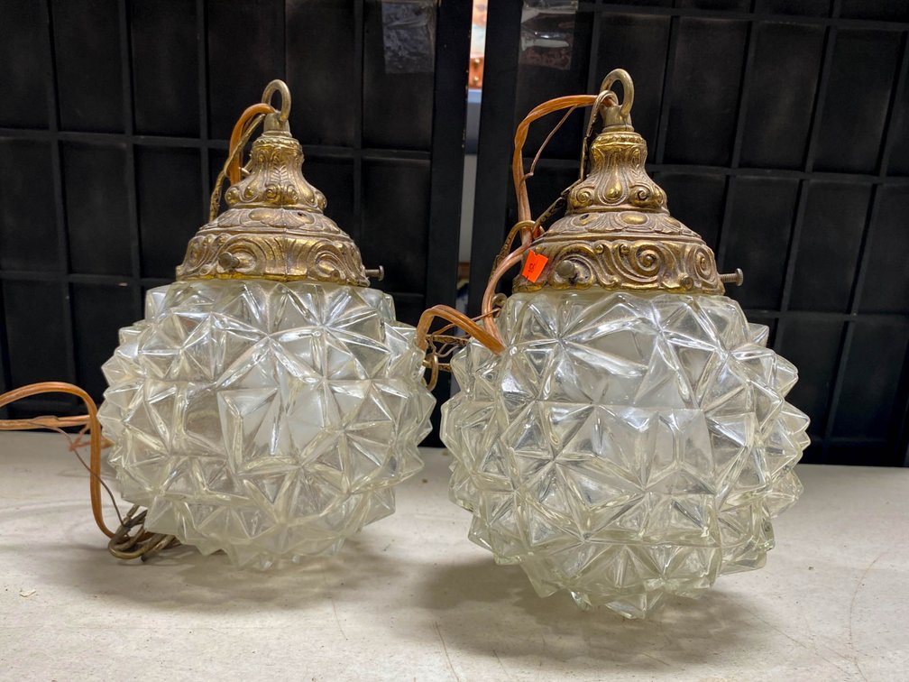 Glass Pendant Lights With Brass Hardware, 10×6 Inches
