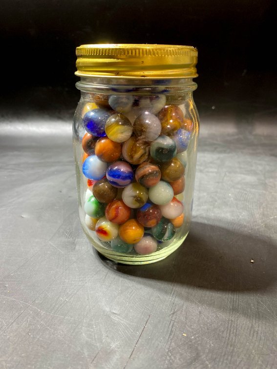 Colorful Glass Marbles in a Mason Jar