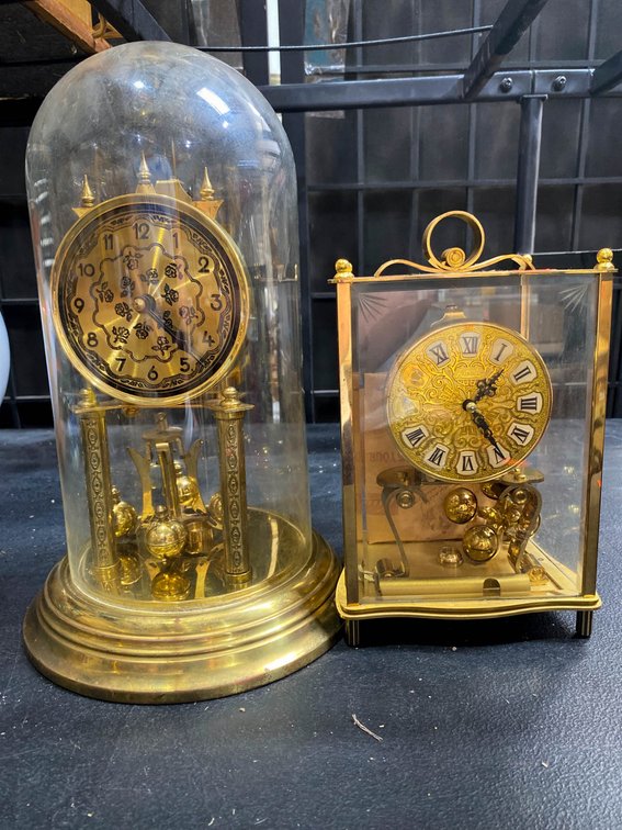 Brass and Glass Dome Mantel Clocks