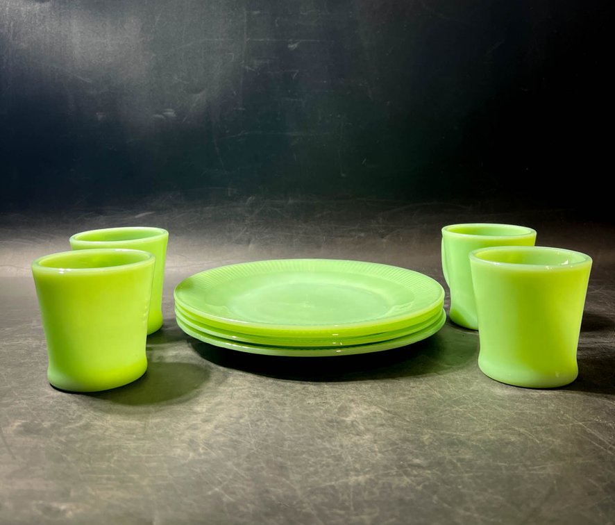 Jadeite Fire-King Cups and Plates Set