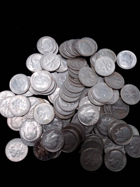Pre-1964 U.S. Roosevelt Dimes – 248 Grams of 90% Silver Coins