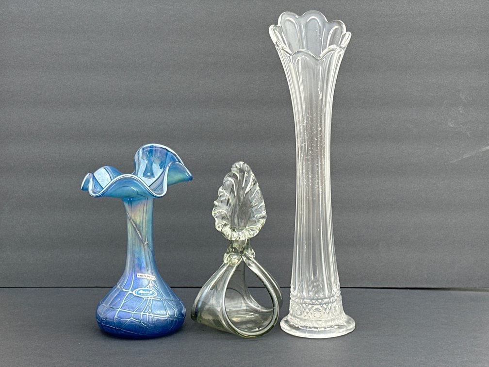 3 Glass Vases Including Jasika Crystal and Others