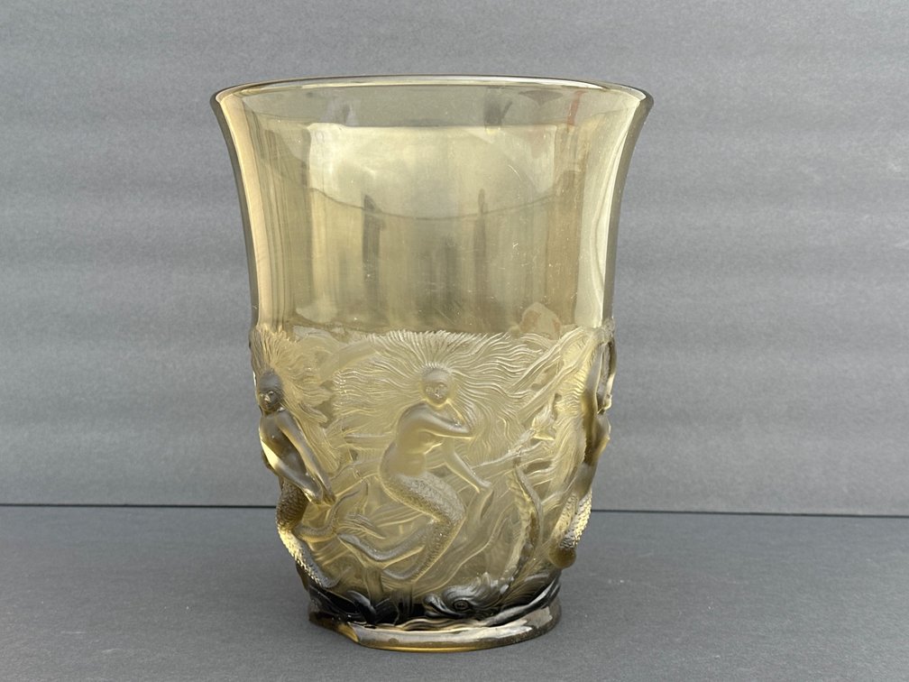 Signed Art Glass Vase Depicting Mermaid Motif