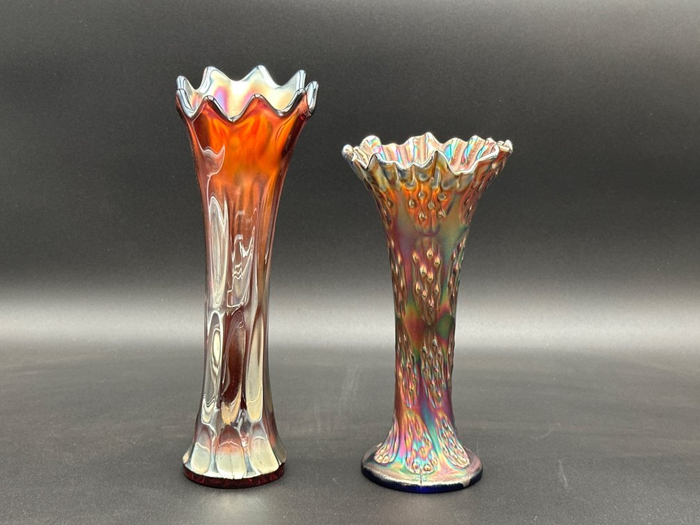 Iridescent Glass Vases with Ruffled Edges