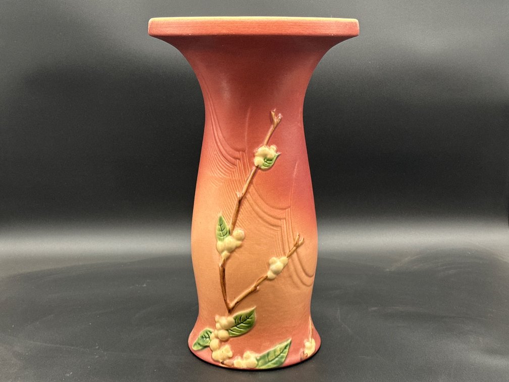 Roseville Pottery White Rose Pattern Vase