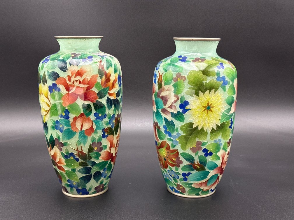 Cloisonné Enamel Floral Vases