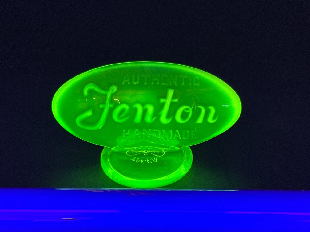 Fenton Handmade Uranium Glass Advertising Sign (1980)