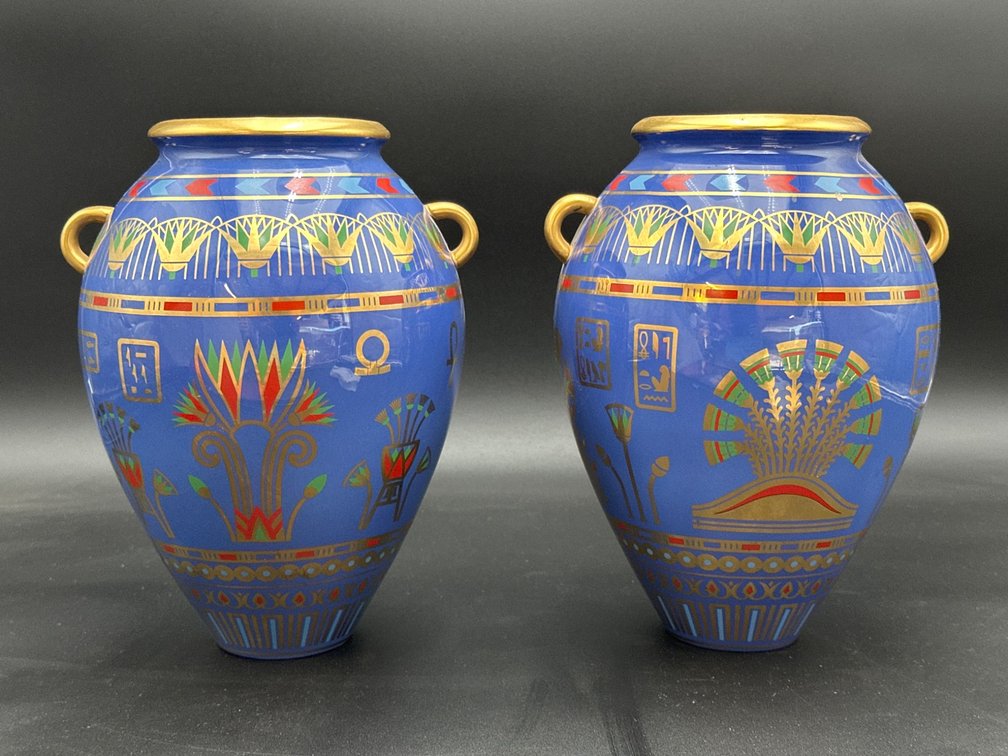 Hand-Decorated Porcelain Vases, The Golden Vases of Bast by Franklin Mint
