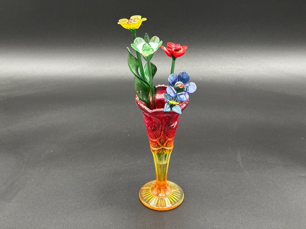 Multicolor Glass Floral Bouquet with Vase
