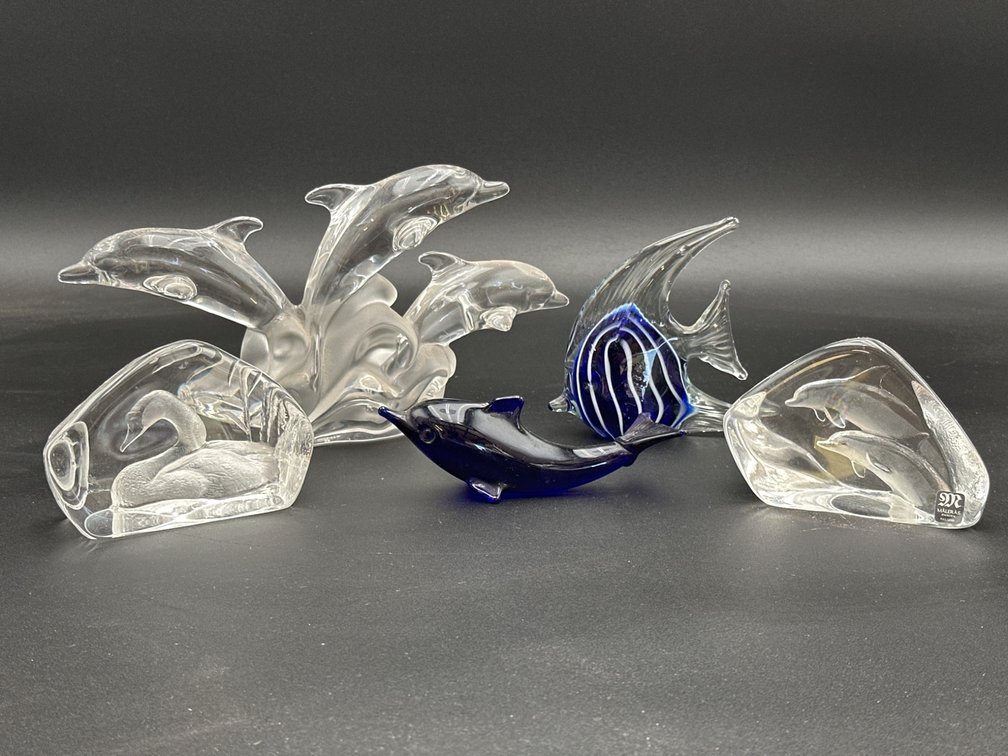 Decorative Glass Dolphin and Fish Figurines