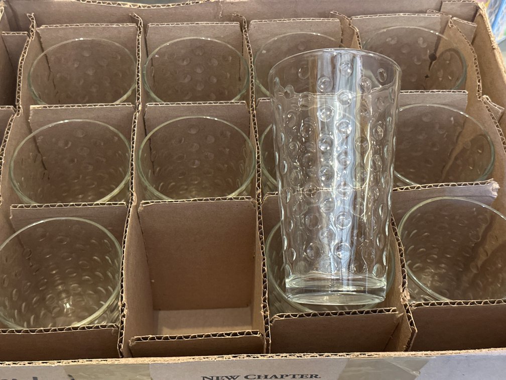 Libbey Clear Glassware with Dimpled Pattern, Set of 12