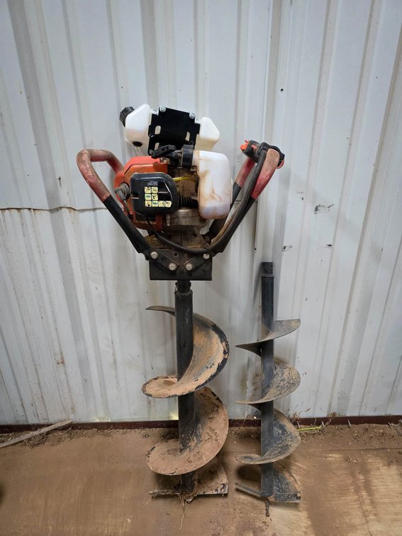 Gas-Powered Earth Auger with Two Drill Bits