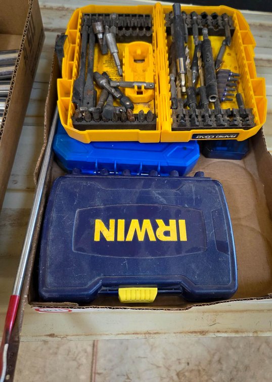 Irwin, Kobalt, and DeWalt Drill Bit Sets with Cases