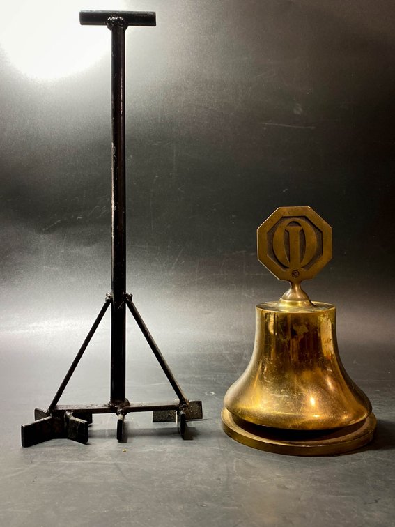 Bronze Bell With Stand Marked Nashua NH