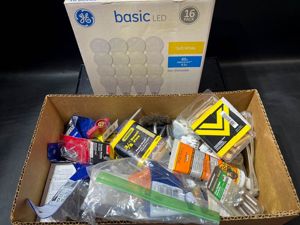 Electrical Supplies Including GE Basic LED Bulbs and Leviton Outlets