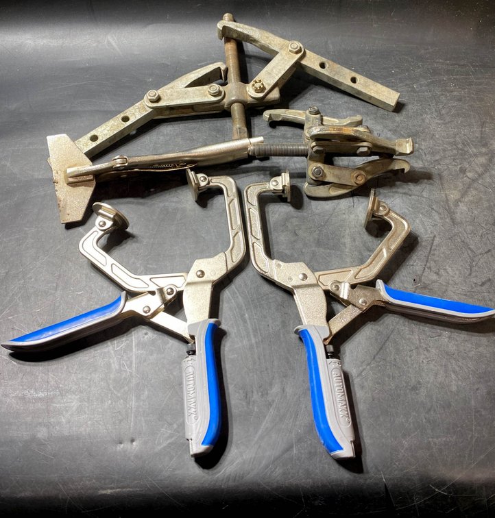 Metal Clamp and Puller Tool Set with Blue Handle Grips
