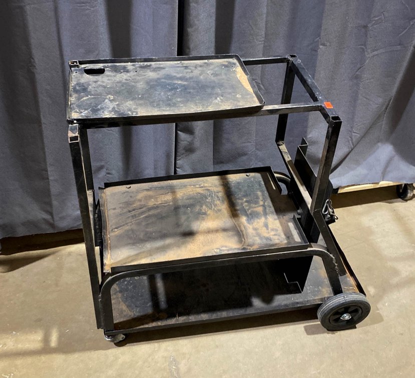 Metal Utility Cart with Two Shelves and Wheels