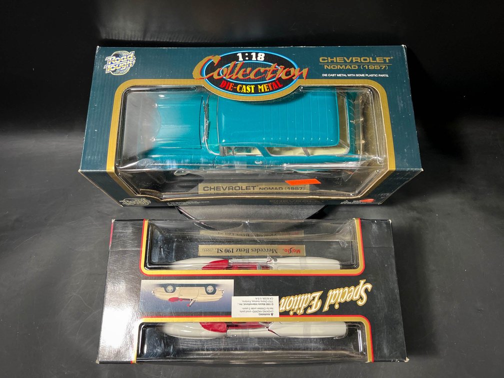 Maisto Mercedes Benz 190SL and Road Legends Chevrolet Nomad Model Cars