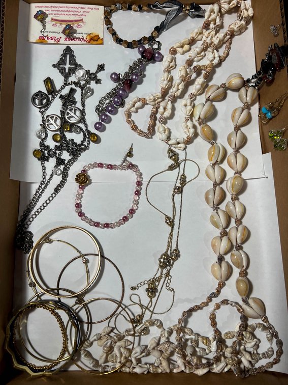 Costume Jewelry Lot with Necklaces, Bracelets, Earrings, and Bangles