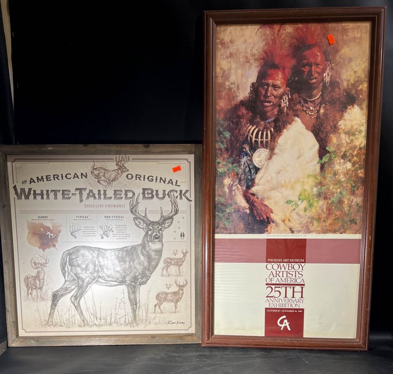 Framed Artwork Pair: Cowboy Artists 25th Anniversary & White-Tailed Buck by Ryan Kirby