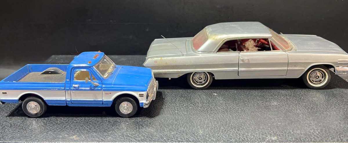 Scale Models of 1972 Chevrolet Cheyenne and 1963 Chevrolet Impala
