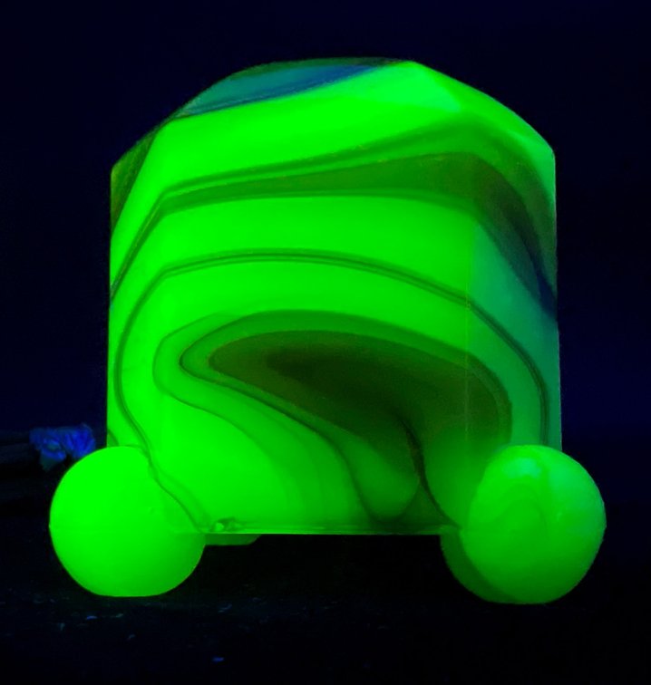 Uranium Glass Lamp with Marbled Design and Glow Under UV Light
