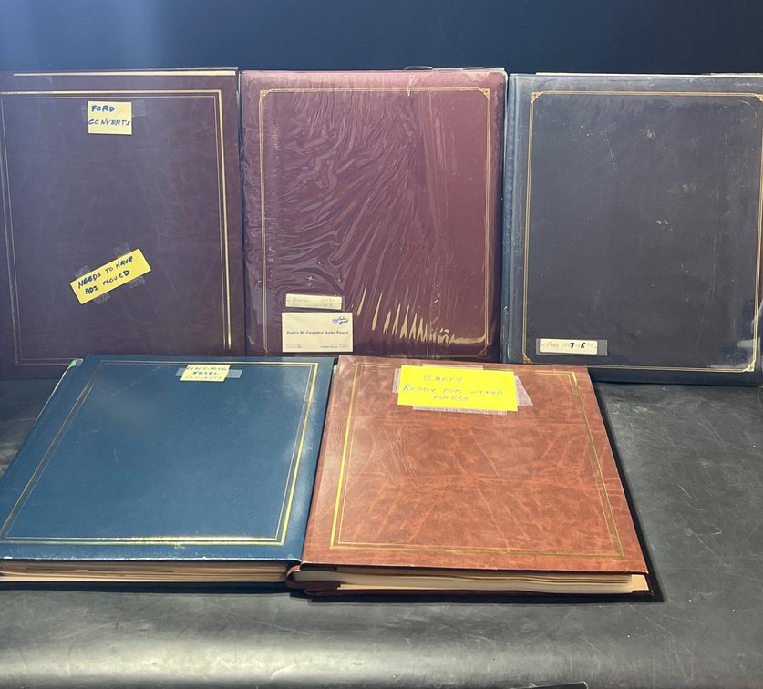 Vintage Automobile Advertisements in Five Binders (Ford, Pontiac, Chevy, Lincoln, Mercury, Edsel)