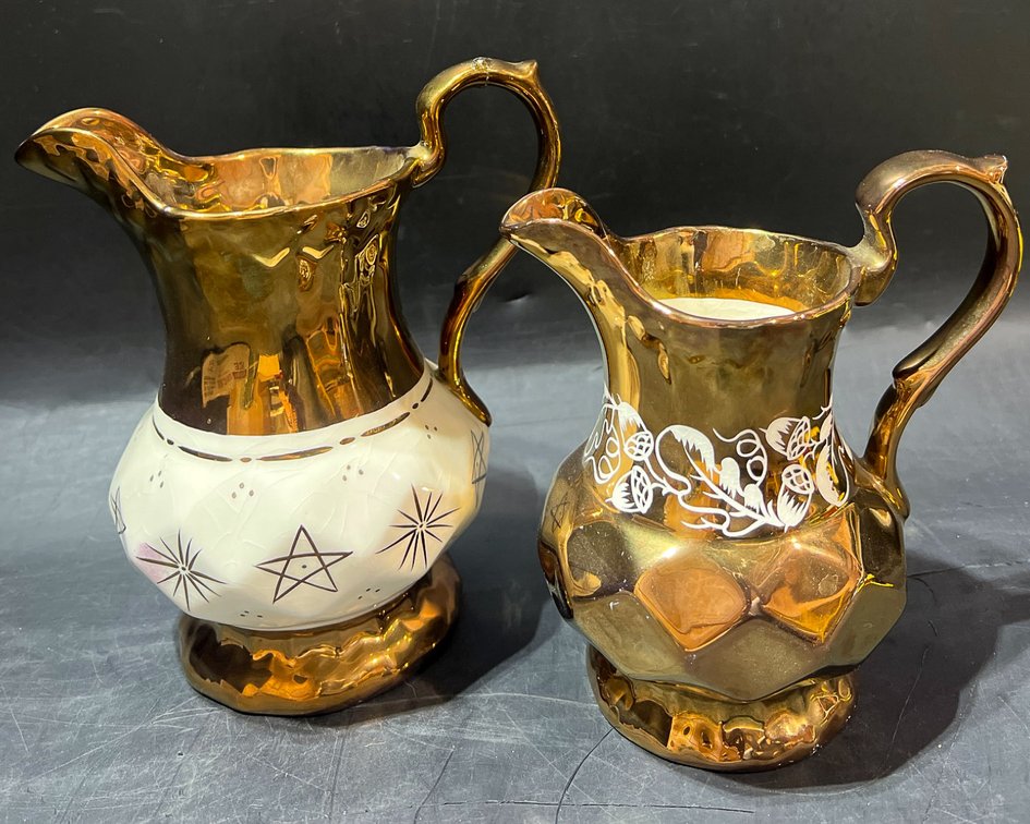 Wade England Hand-Painted Gold Lustre Pitchers