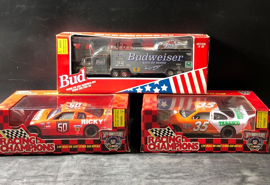Racing Champions 50th Anniversary Die-Cast Cars and Budweiser Transporter Set