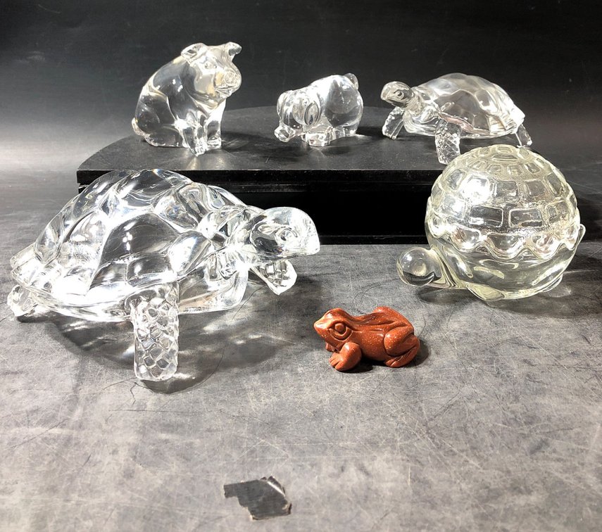 Glass Animal Figurines and One Stone Frog