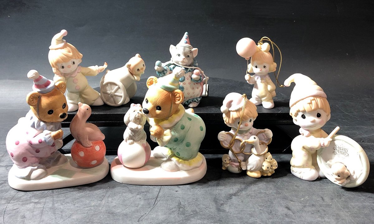 7 Precious Moments and Cherished Teddies Figurines in Clown Attire