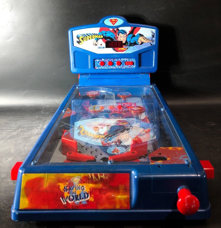 Superman-Themed Tabletop Pinball Game, 23 Inches Long