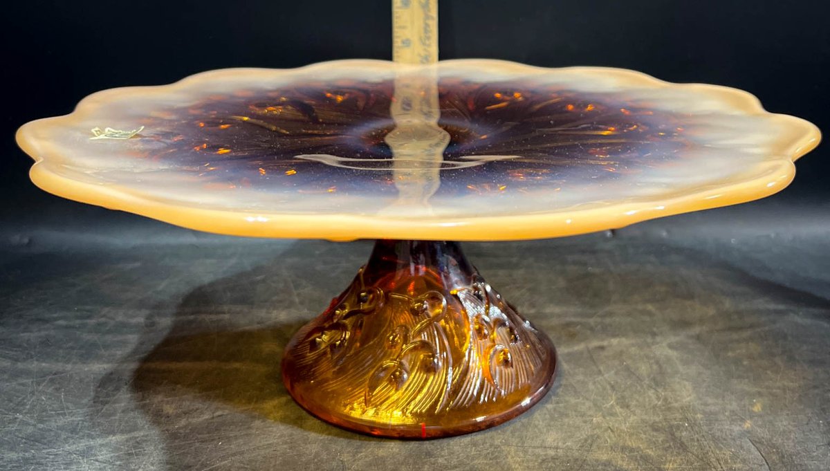 Fenton Marigold Carnival Glass Compote Dish with Ruffled Edge