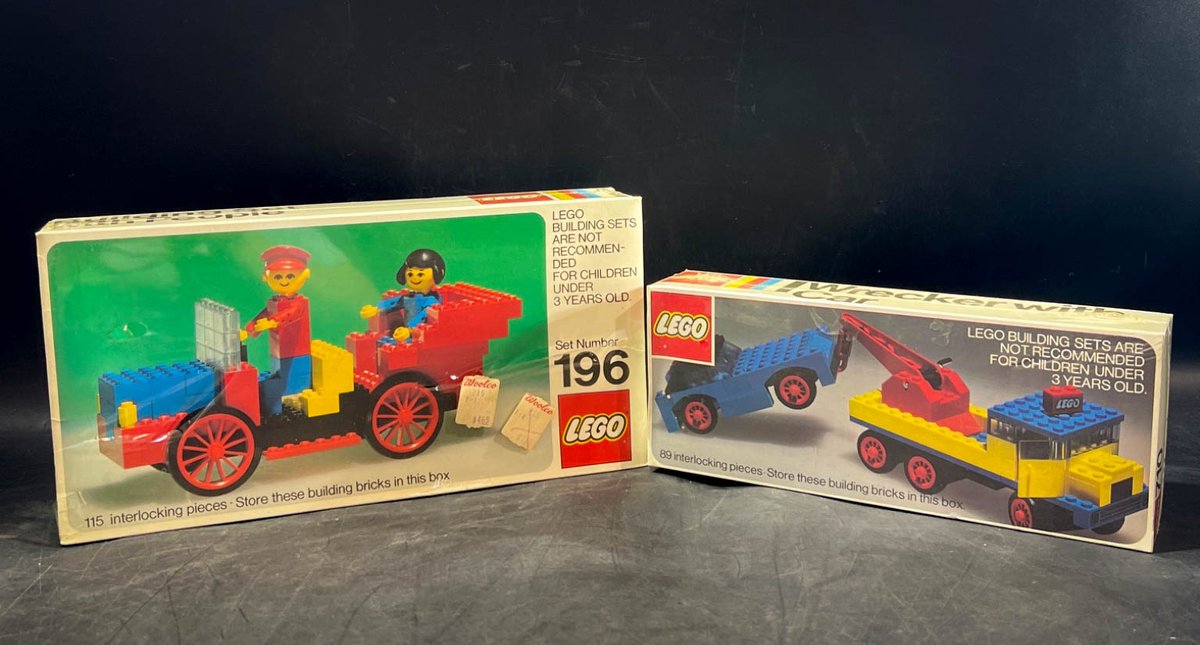LEGO Sets 196 and Tow Truck from 1974 in Original Boxes