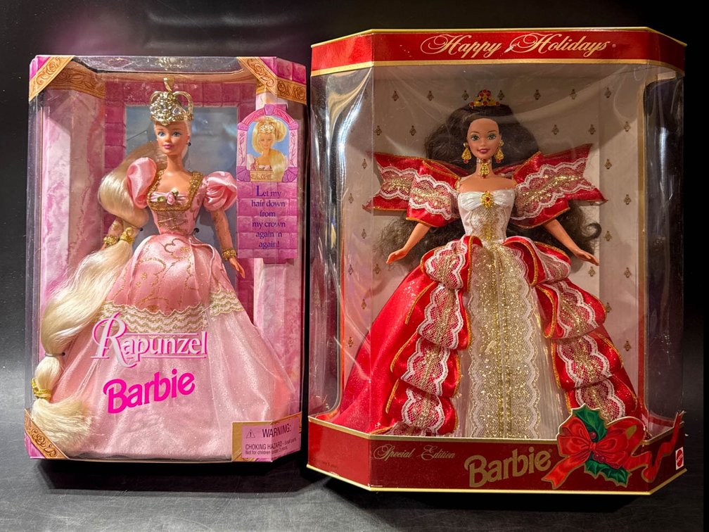 Barbie Rapunzel Doll and 10th Anniversary Happy Holidays Barbie Set