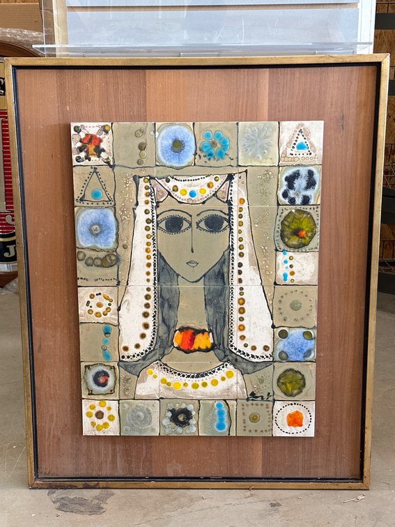 27”x33” Ceramic Tile Artwork Featuring Seated Female Figure
