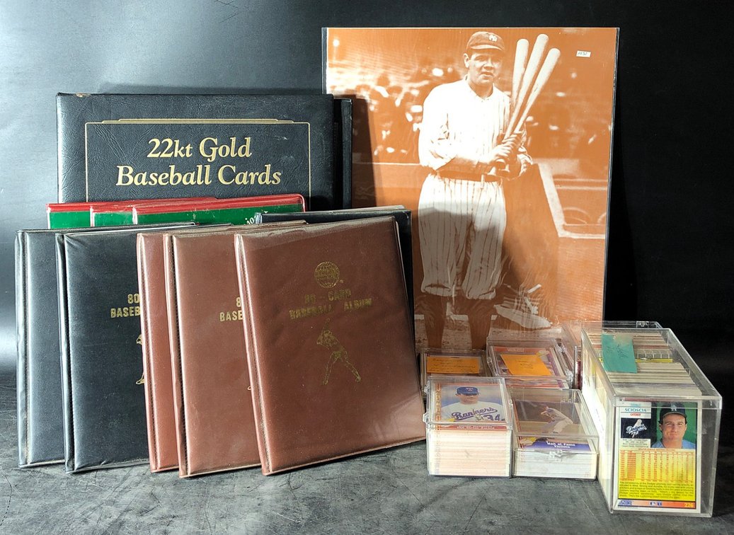 Extensive Collection of Baseball Cards and Memorabilia, Including 22kt Gold Cards